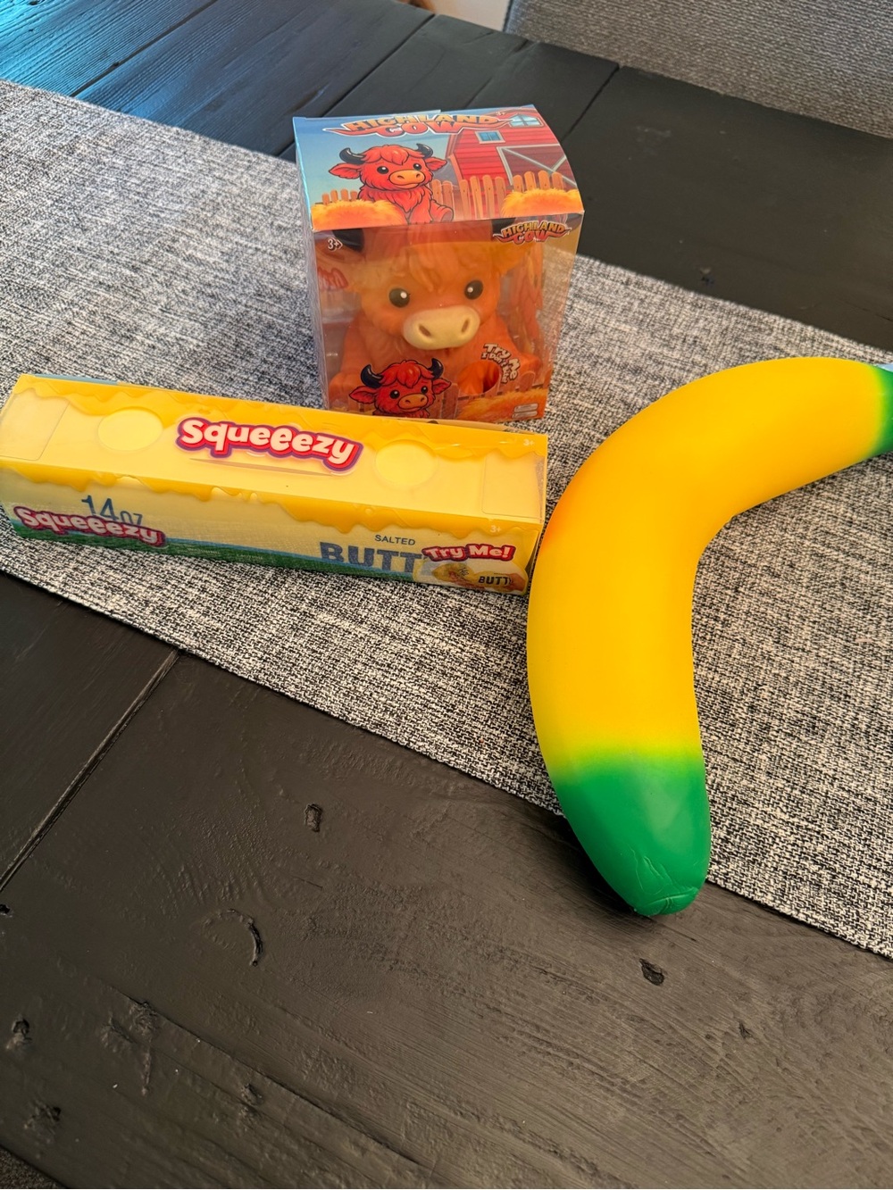 3 piece jumbo squishy set- butter, highland cow, and banana